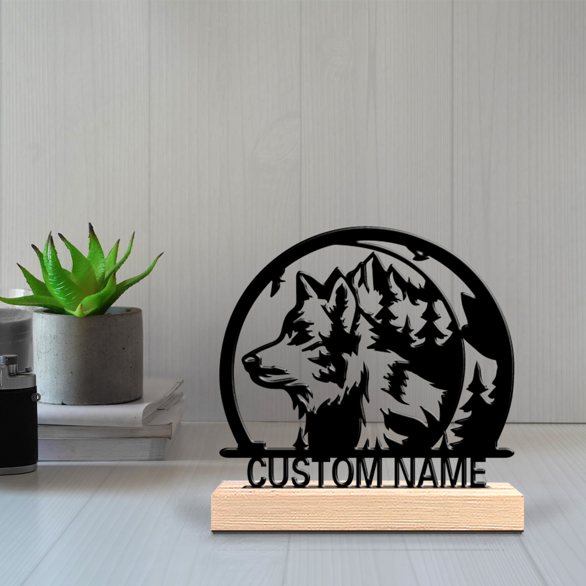 Art Craft Wood - 1pc Mountain wolves Customizable Letter Metal