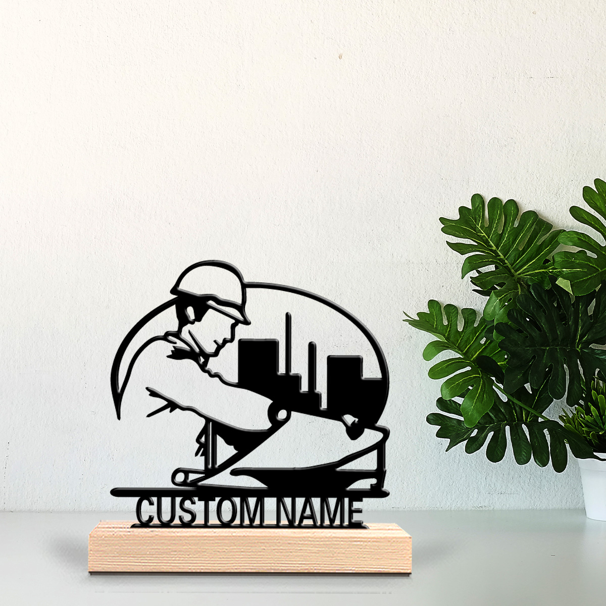 Art Craft Wood - 1pc construction worker Customized Name Metal