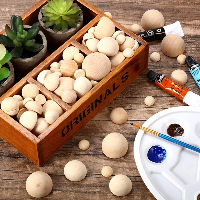 Art Craft For Christmas - 1-50 Con Nửa Hạt Gỗ Tự