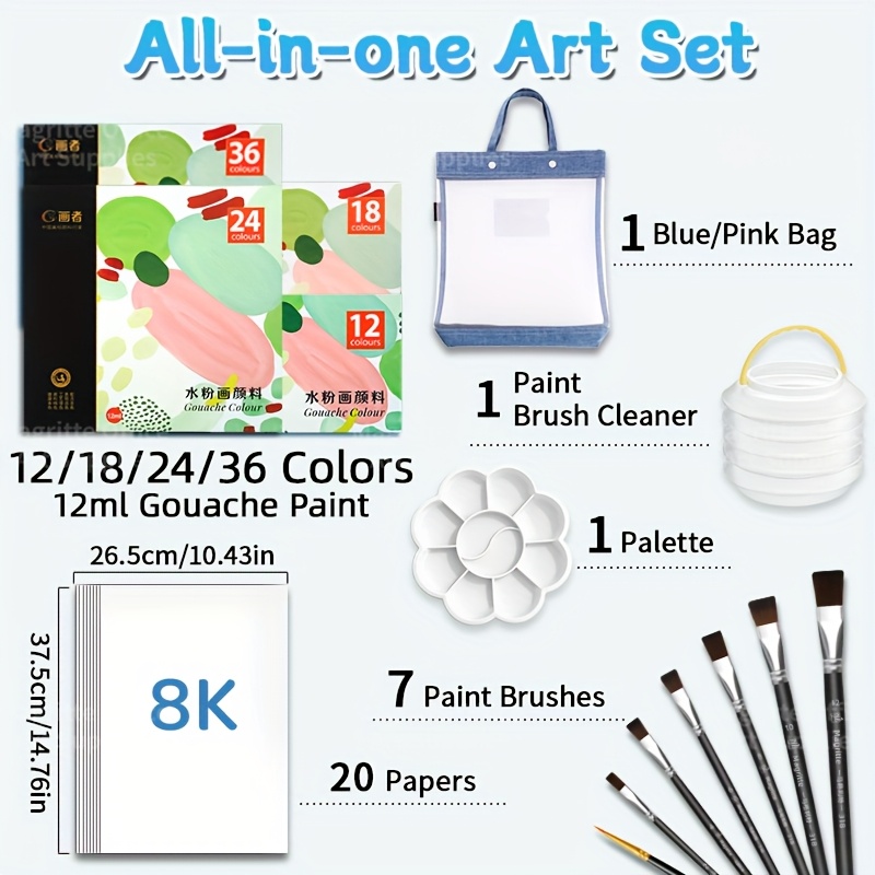 Back to School 42/48/54/66 pcs - đánh giá và giá Gouache Paint Set