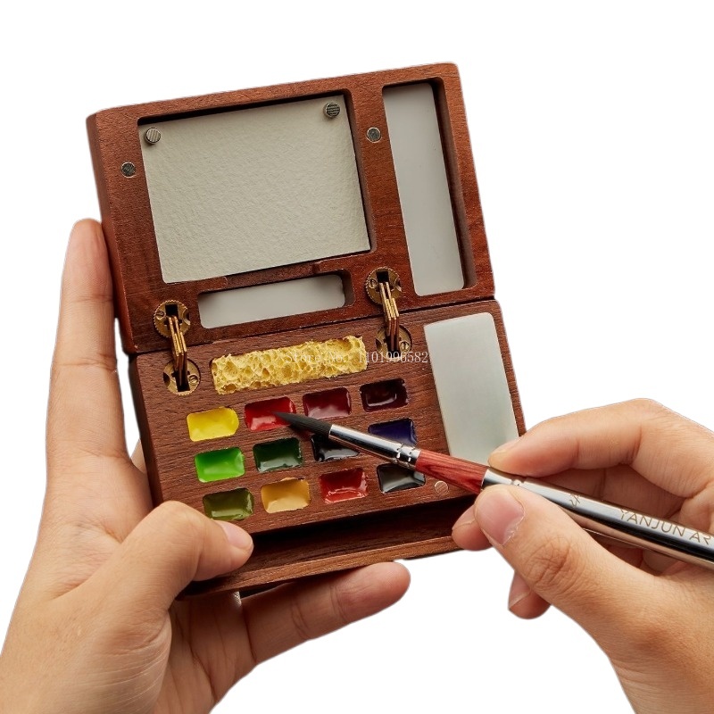 Travel Painting Box Solid Wood - đánh giá và giá Gouache Paint Set
