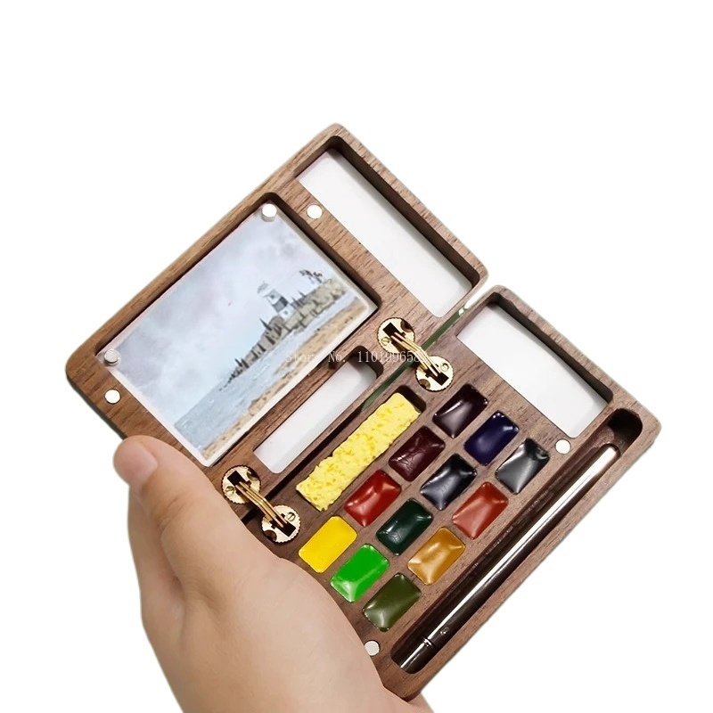 Travel Painting Box Solid Wood - đánh giá và giá Gouache Paint Set