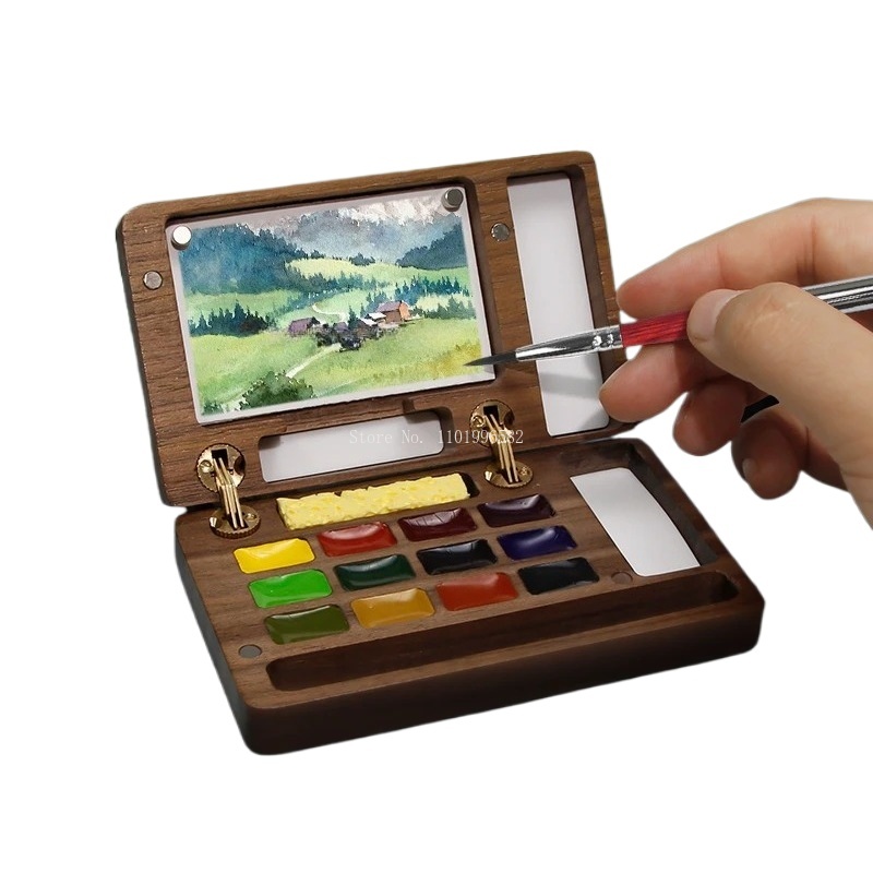 Travel Painting Box Solid Wood - đánh giá và giá Gouache Paint Set