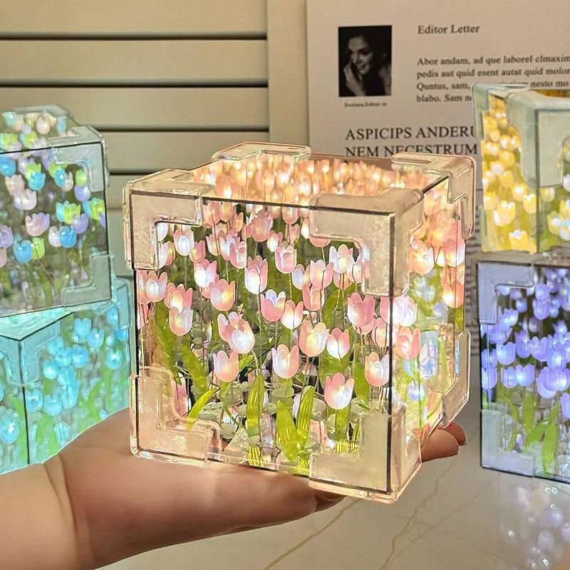 DIY Tulip Mirror Cube Lamp Sim - đánh giá và giá Art Craft Night