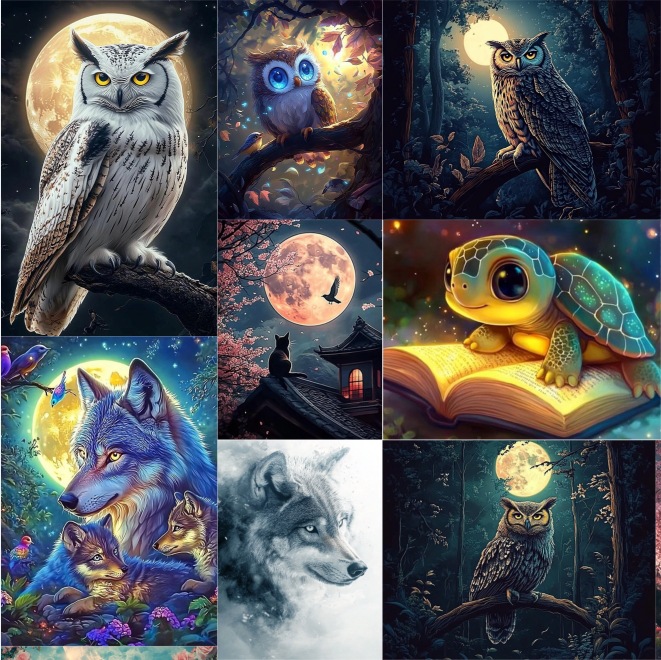 Night Owl with Full Moon Diamo - đánh giá và giá Art Craft Night