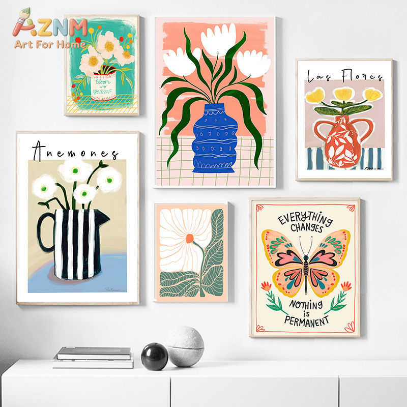 AZNM Boho Floral Canvas Wall A - đánh giá và giá Art Craft Butterfly